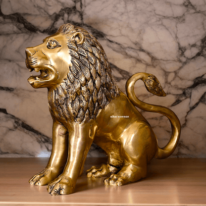 Large Solid Brass Lion Statue by Nikur Essence - 16 inch Nikuressence