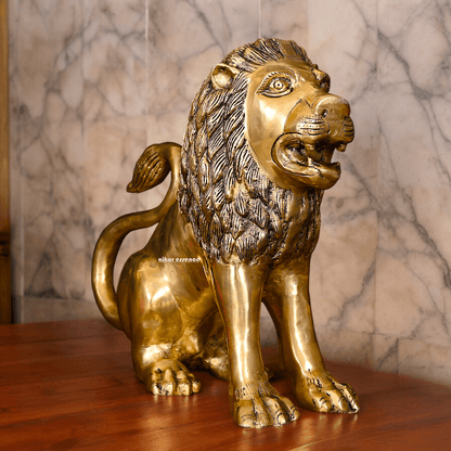 Large Solid Brass Lion Statue by Nikur Essence - 16 inch Nikuressence