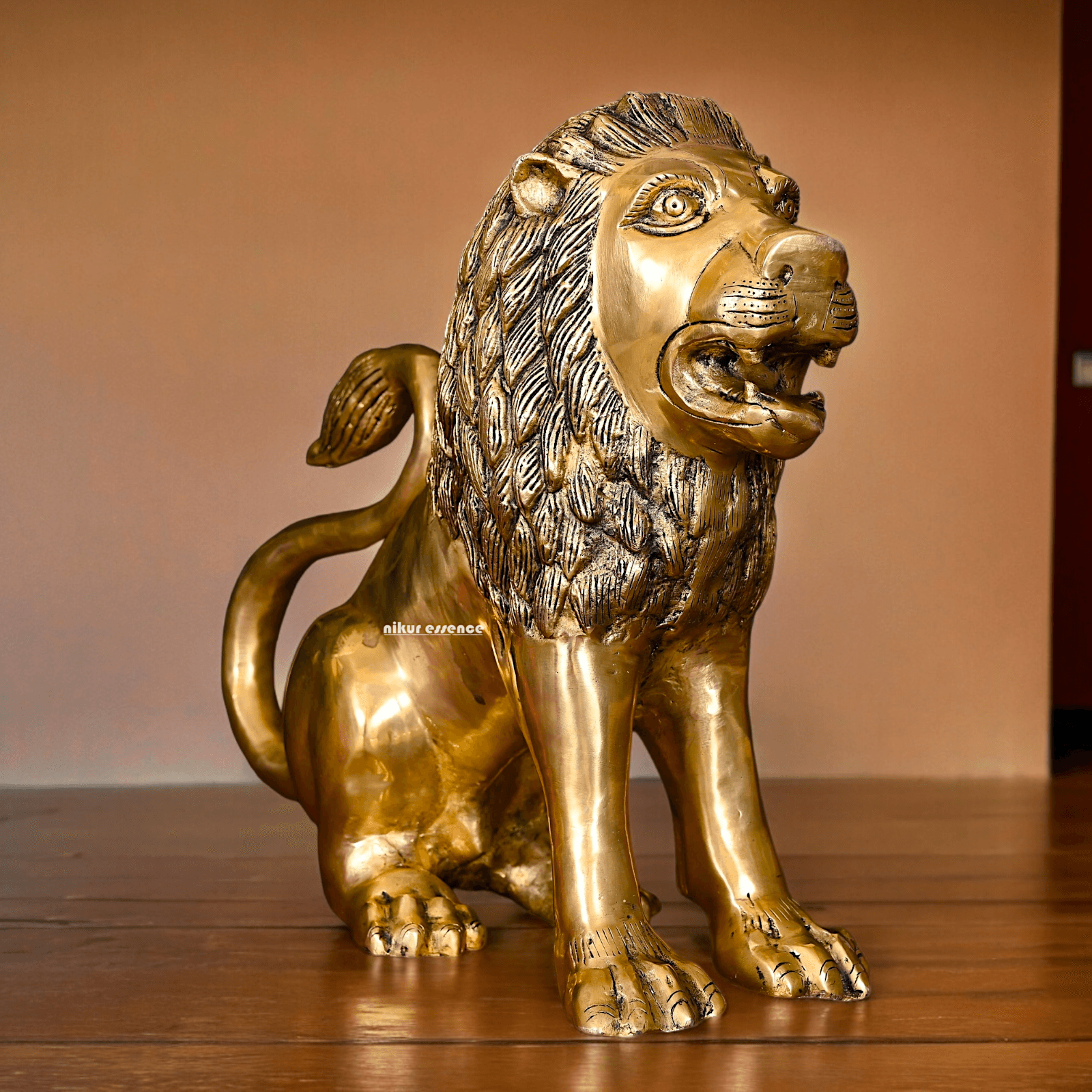 Large Solid Brass Lion Statue by Nikur Essence - 16 inch Nikuressence