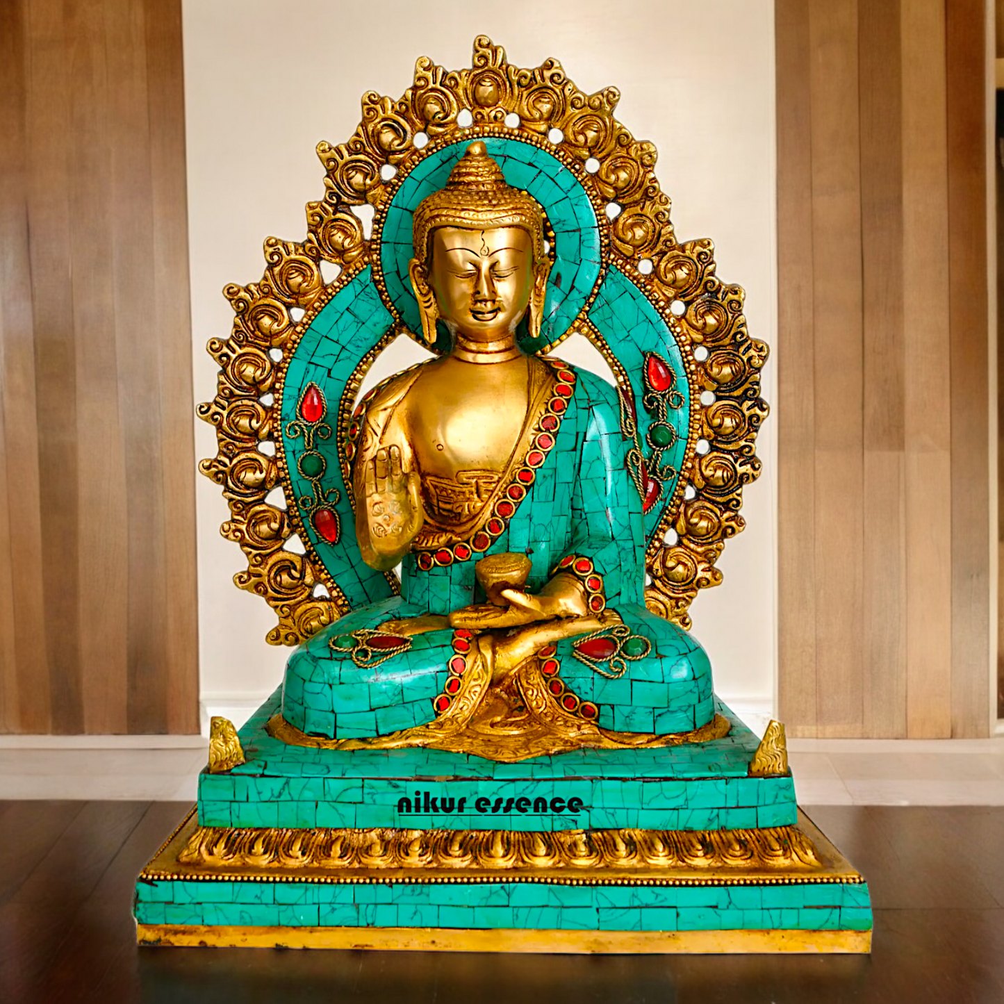 Online brass 28.5 cm Lord Buddha Preaching His Dharma Statue - Exquisite Tibetan Buddhist Sculpture Nikuressence