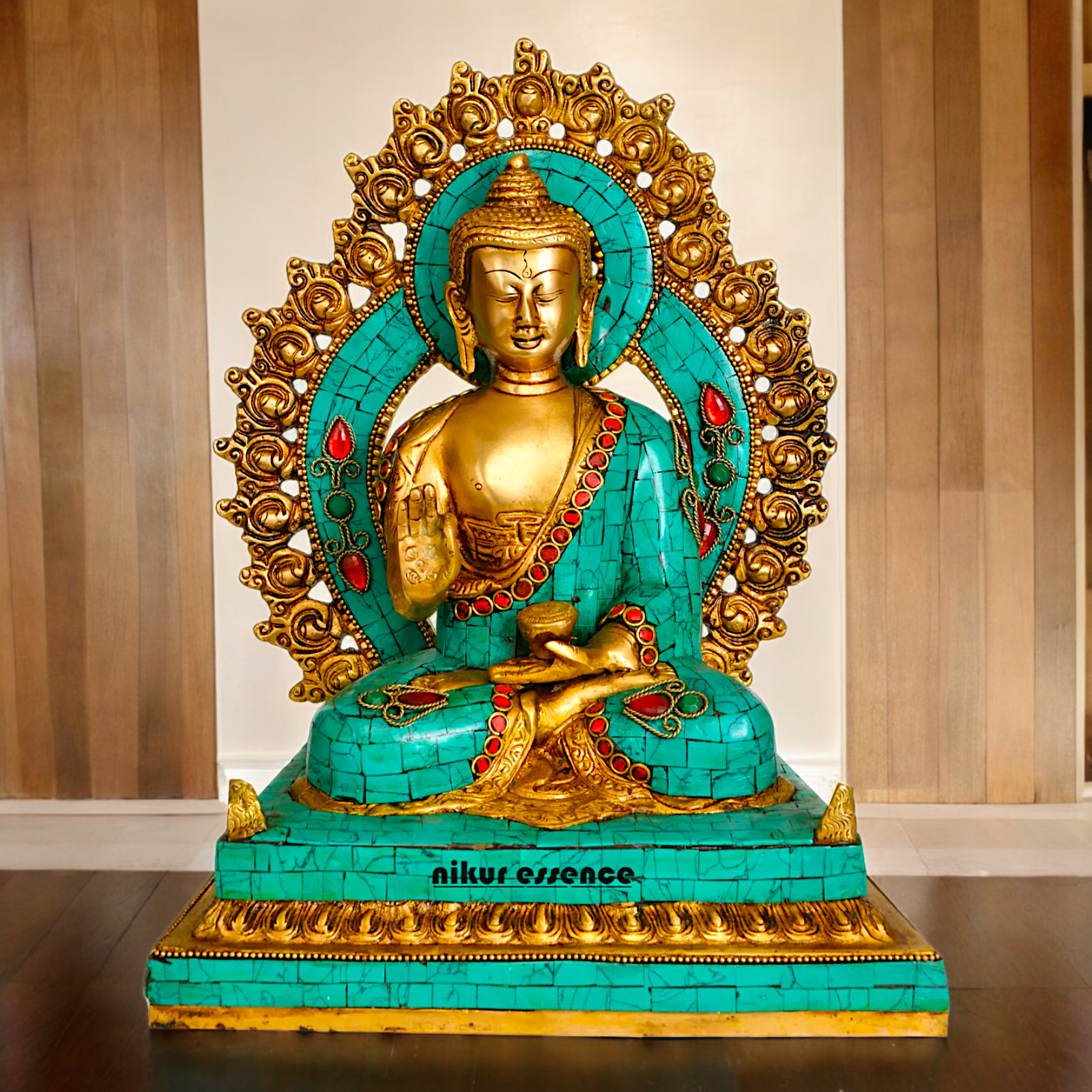 Online brass 28.5 cm Lord Buddha Preaching His Dharma Statue - Exquisite Tibetan Buddhist Sculpture Nikuressence