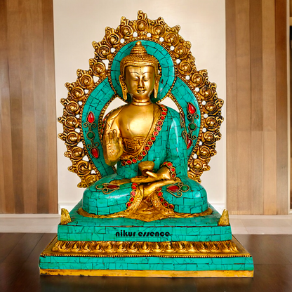 Online brass 28.5 cm Lord Buddha Preaching His Dharma Statue - Exquisite Tibetan Buddhist Sculpture Nikuressence
