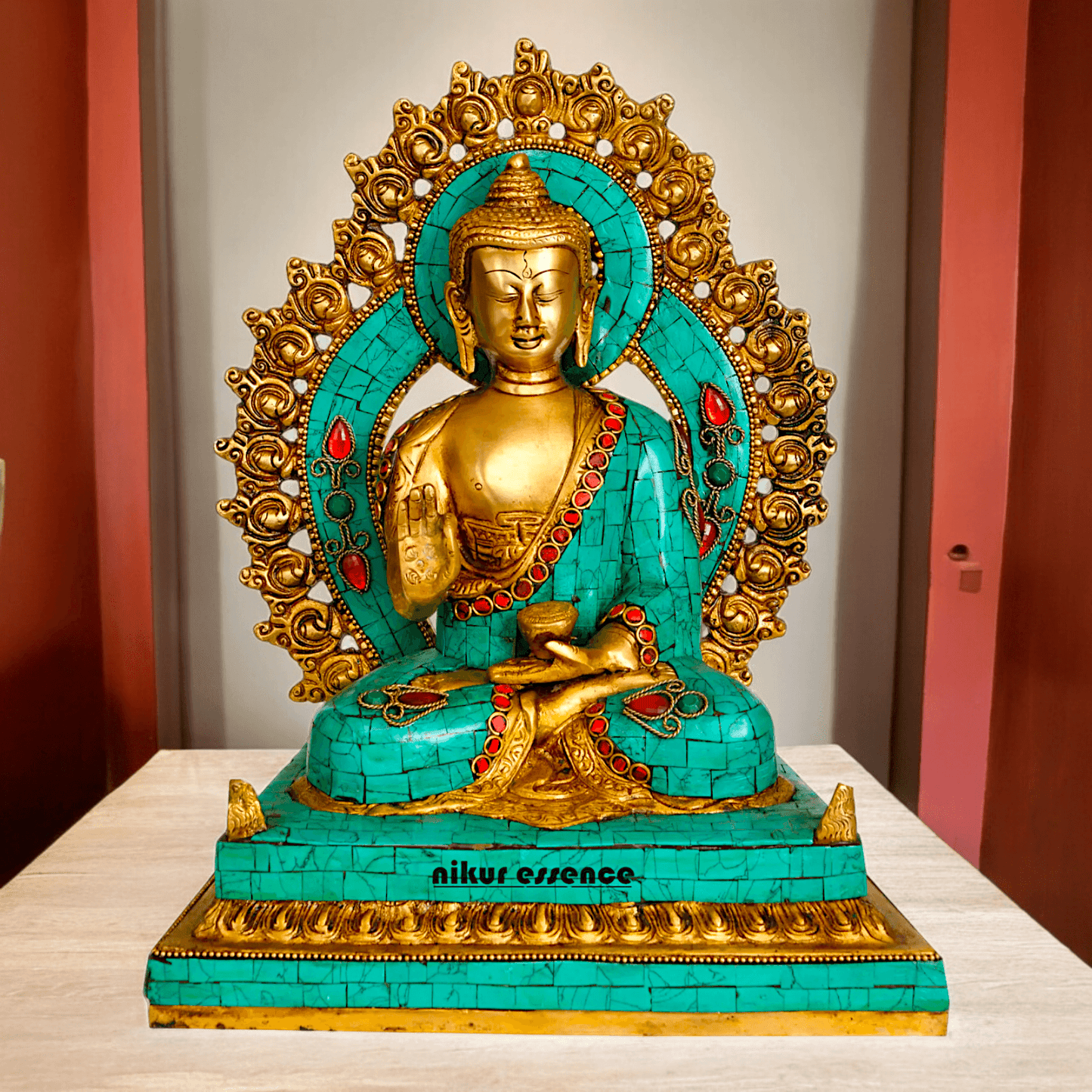 Online brass 28.5 cm Lord Buddha Preaching His Dharma Statue - Exquisite Tibetan Buddhist Sculpture Nikuressence