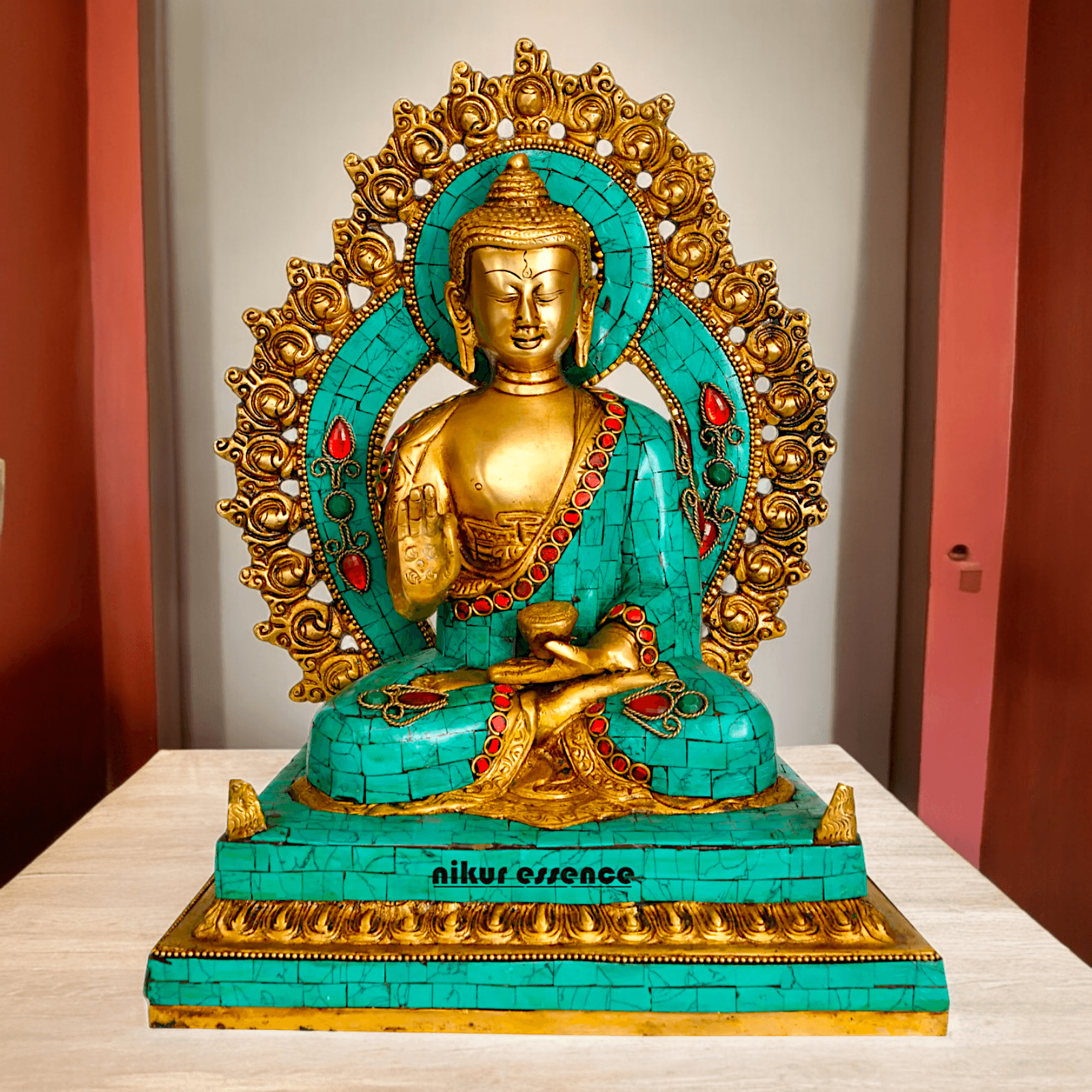 Online brass 28.5 cm Lord Buddha Preaching His Dharma Statue - Exquisite Tibetan Buddhist Sculpture Nikuressence