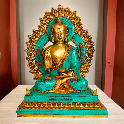Online brass 28.5 cm Lord Buddha Preaching His Dharma Statue - Exquisite Tibetan Buddhist Sculpture Nikuressence