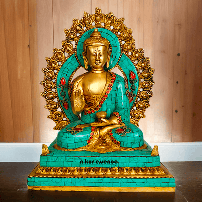 Online brass 28.5 cm Lord Buddha Preaching His Dharma Statue - Exquisite Tibetan Buddhist Sculpture Nikuressence