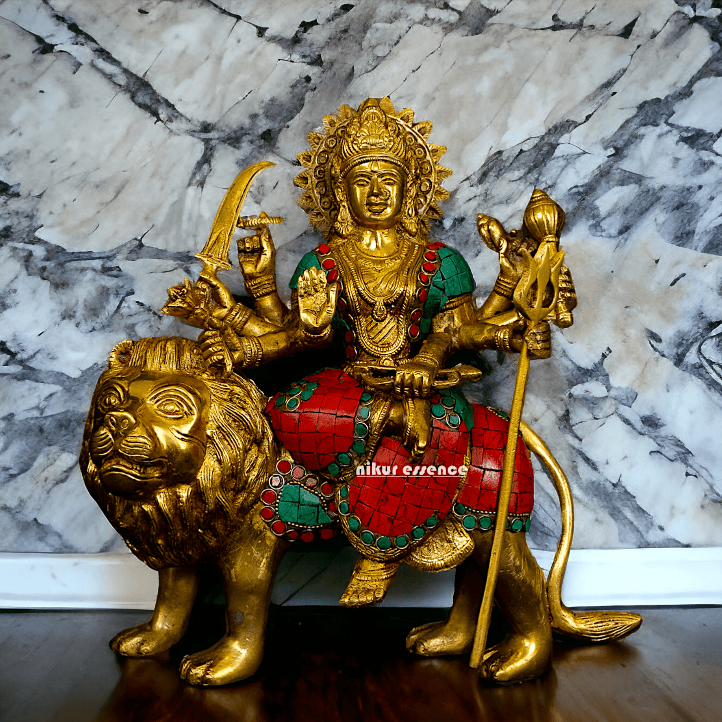 Online Buy Brass Maa Durga Devi Brass Statue with Intricate Inlay Work Nikuressence
