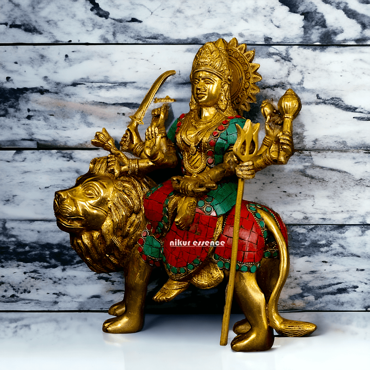 Online Buy Brass Maa Durga Devi Brass Statue with Intricate Inlay Work Nikuressence