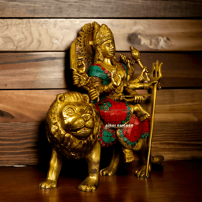 Online Buy Brass Maa Durga Devi Brass Statue with Intricate Inlay Work Nikuressence