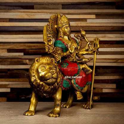 Online Buy Brass Maa Durga Devi Brass Statue with Intricate Inlay Work Nikuressence