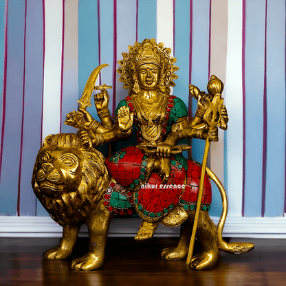 Online Buy Brass Maa Durga Devi Brass Statue with Intricate Inlay Work Nikuressence