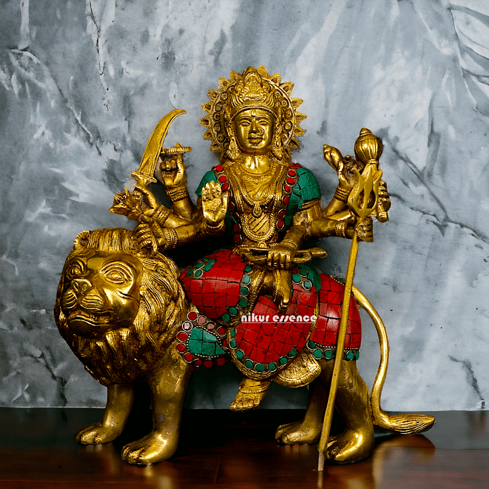 Online Buy Brass Maa Durga Devi Brass Statue with Intricate Inlay Work Nikuressence