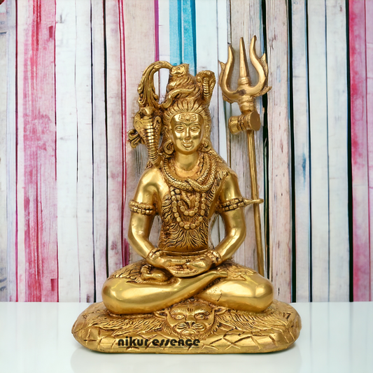 Pure Brass Mahadev Shiva Idol - 10 Inch Nikuressence