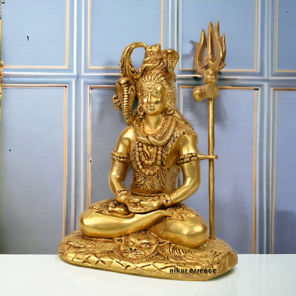 Pure Brass Mahadev Shiva Idol - 10 Inch Nikuressence