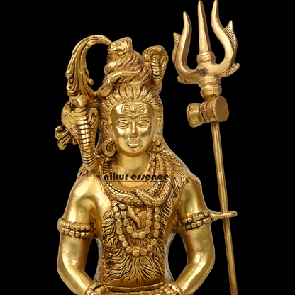 Pure Brass Mahadev Shiva Idol - 10 Inch Nikuressence