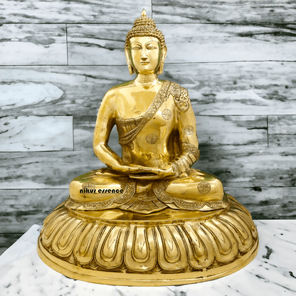 Large Size Meditating Buddha Statue in Brass - 75 cm Height, Intricate Detailing, Ideal for Home Decor and Spiritual Spaces Nikuressence
