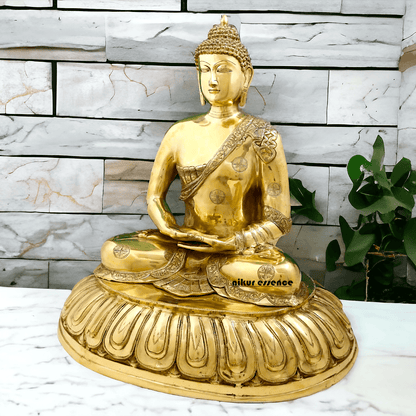 Large Size Meditating Buddha Statue in Brass - 75 cm Height, Intricate Detailing, Ideal for Home Decor and Spiritual Spaces Nikuressence