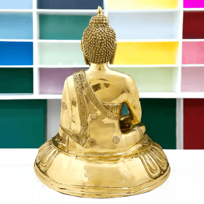 Large Size Meditating Buddha Statue in Brass - 75 cm Height, Intricate Detailing, Ideal for Home Decor and Spiritual Spaces Nikuressence