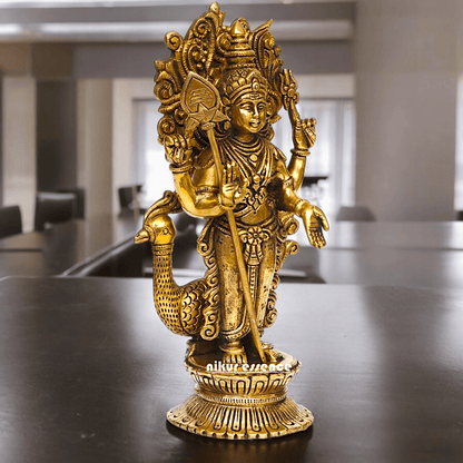 Buy brass 22.9 cm Lord Murugan Kartikeya Brass Statue - Exquisite Handcrafted South Indian Nikuressence