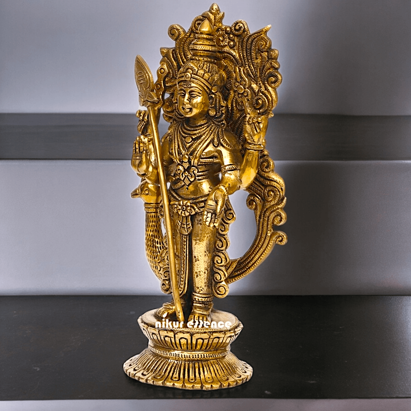 Buy brass 22.9 cm Lord Murugan Kartikeya Brass Statue - Exquisite Handcrafted South Indian Nikuressence