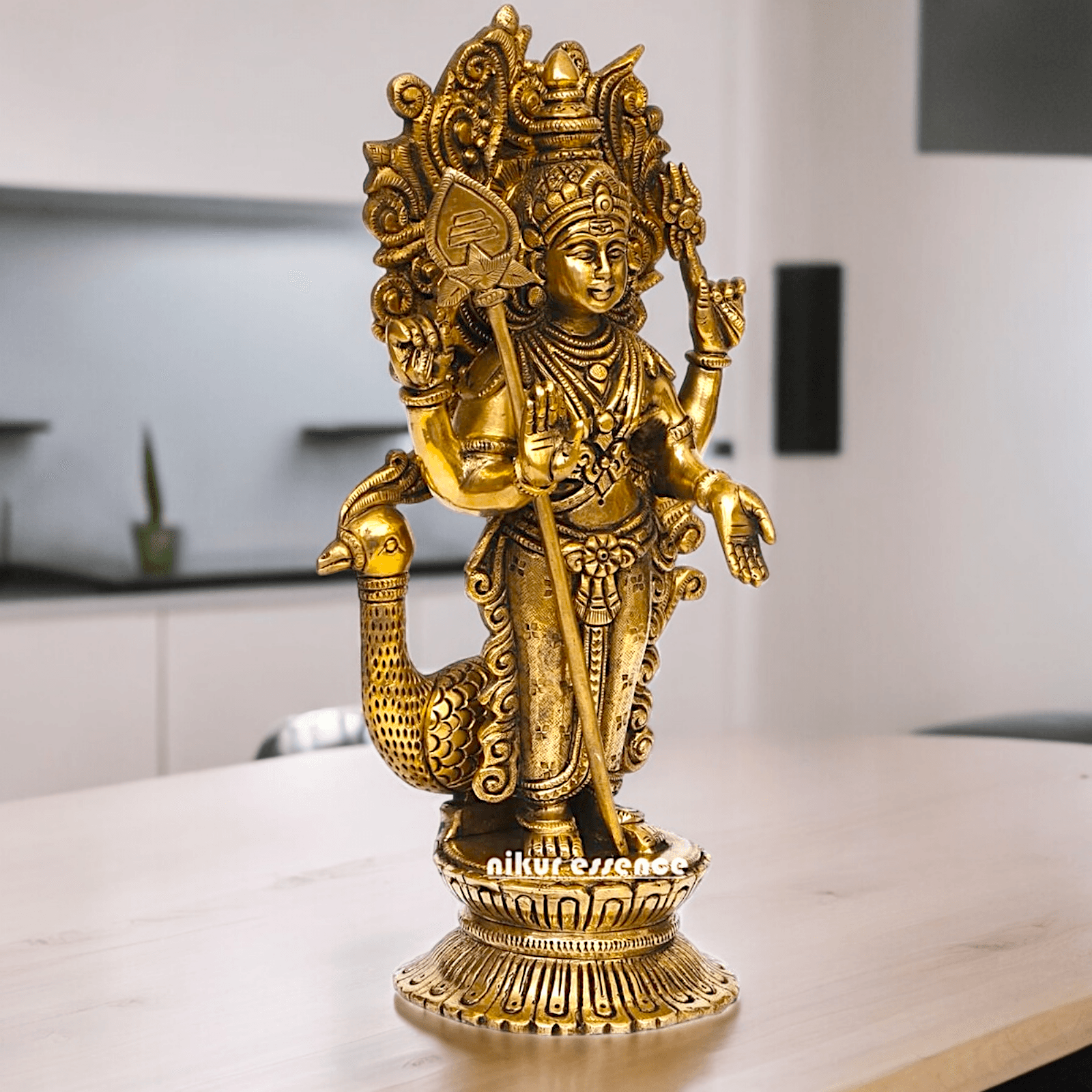 Buy brass 22.9 cm Lord Murugan Kartikeya Brass Statue - Exquisite Handcrafted South Indian Nikuressence