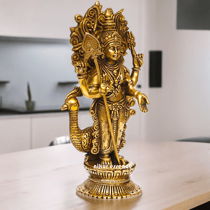 Buy brass 22.9 cm Lord Murugan Kartikeya Brass Statue - Exquisite Handcrafted South Indian Nikuressence