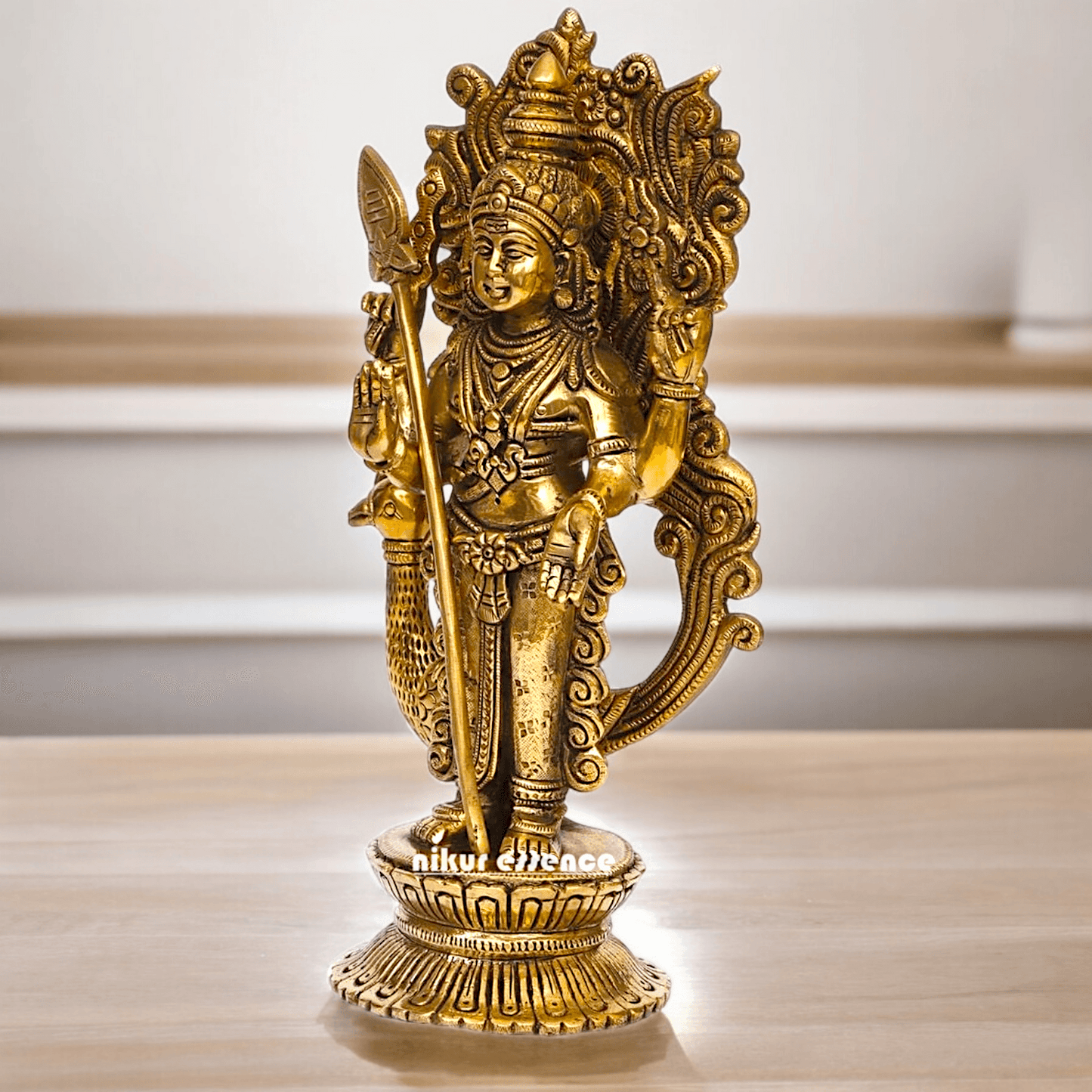 Buy brass 22.9 cm Lord Murugan Kartikeya Brass Statue - Exquisite Handcrafted South Indian Nikuressence
