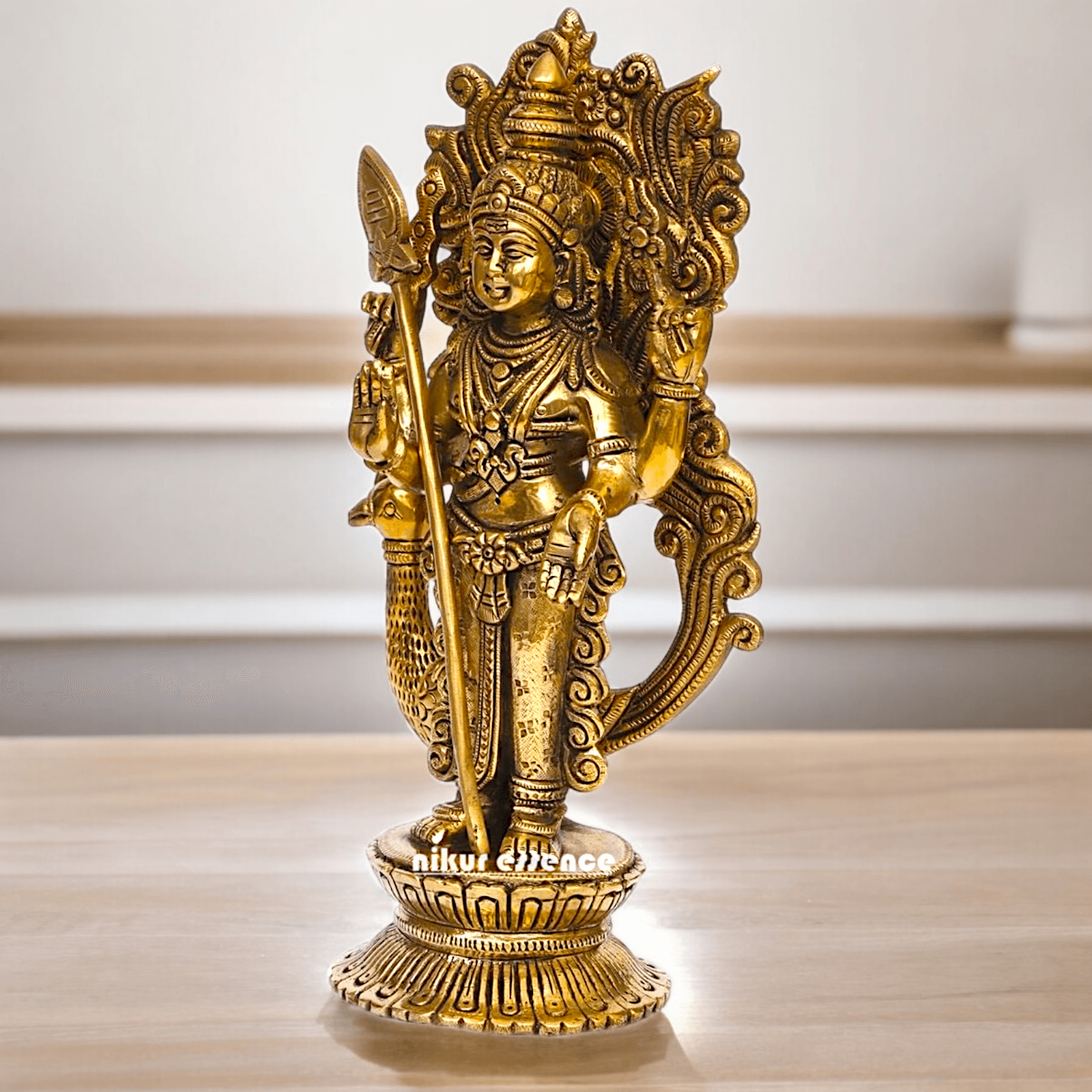 Buy brass 22.9 cm Lord Murugan Kartikeya Brass Statue - Exquisite Handcrafted South Indian Nikuressence