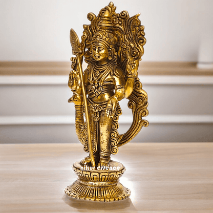 Buy brass 22.9 cm Lord Murugan Kartikeya Brass Statue - Exquisite Handcrafted South Indian Nikuressence