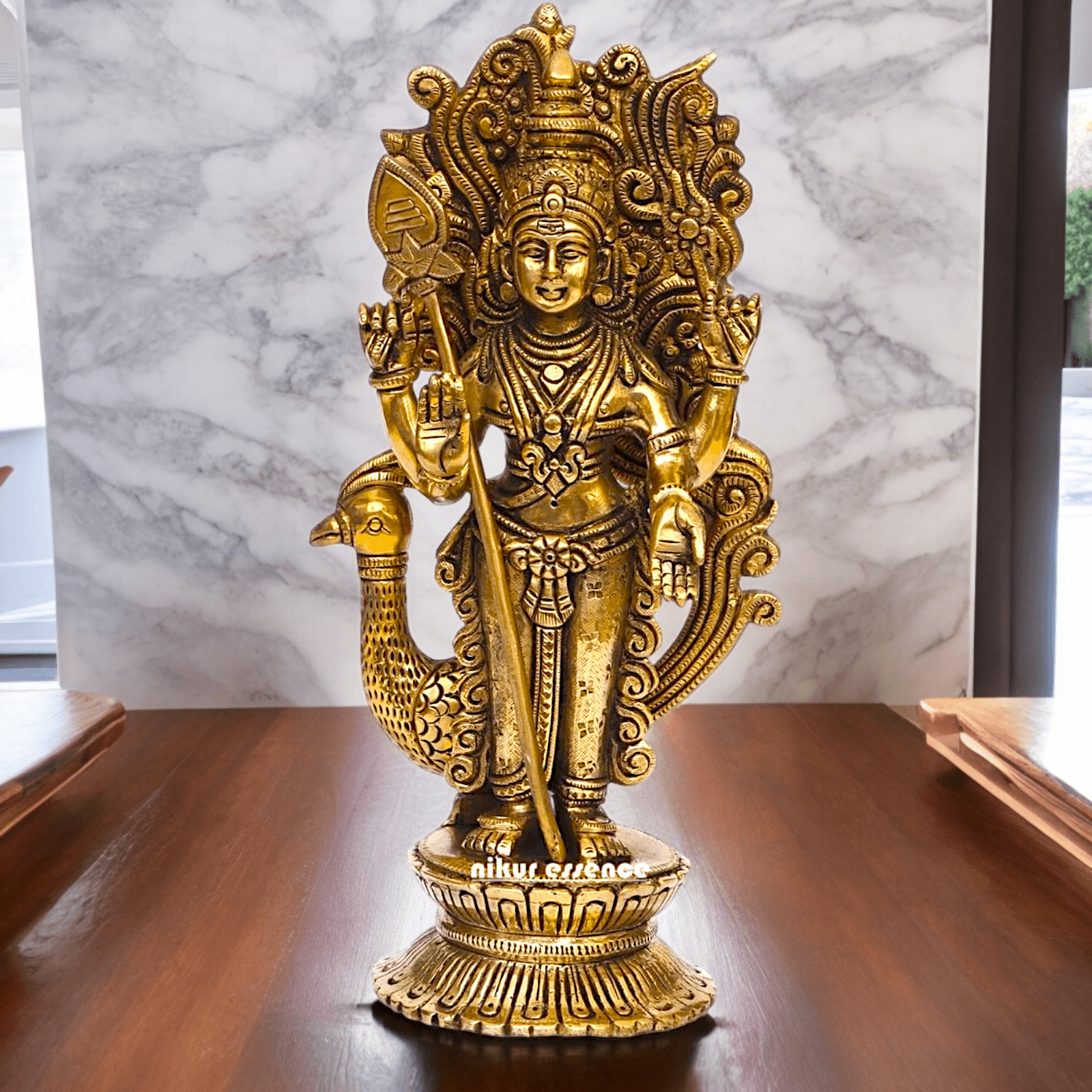 Buy brass 22.9 cm Lord Murugan Kartikeya Brass Statue - Exquisite Handcrafted South Indian Nikuressence