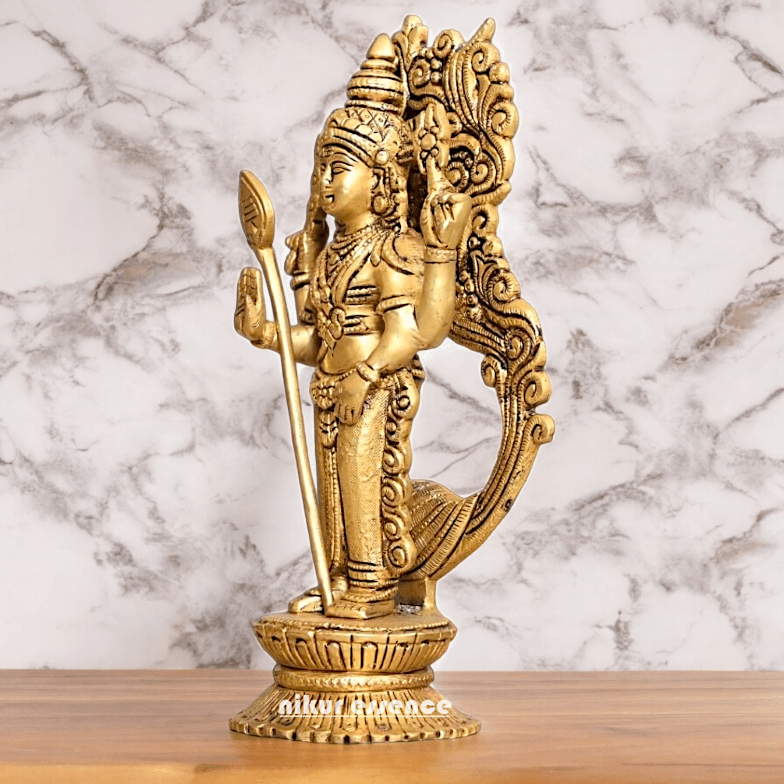Buy brass 20 cm Murugan Statue with Intricate Details - Handcrafted South Indian Hindu Deity Nikuressence
