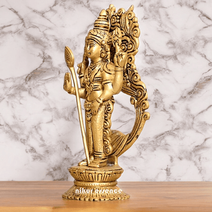 Buy brass 20 cm Murugan Statue with Intricate Details - Handcrafted South Indian Hindu Deity Nikuressence