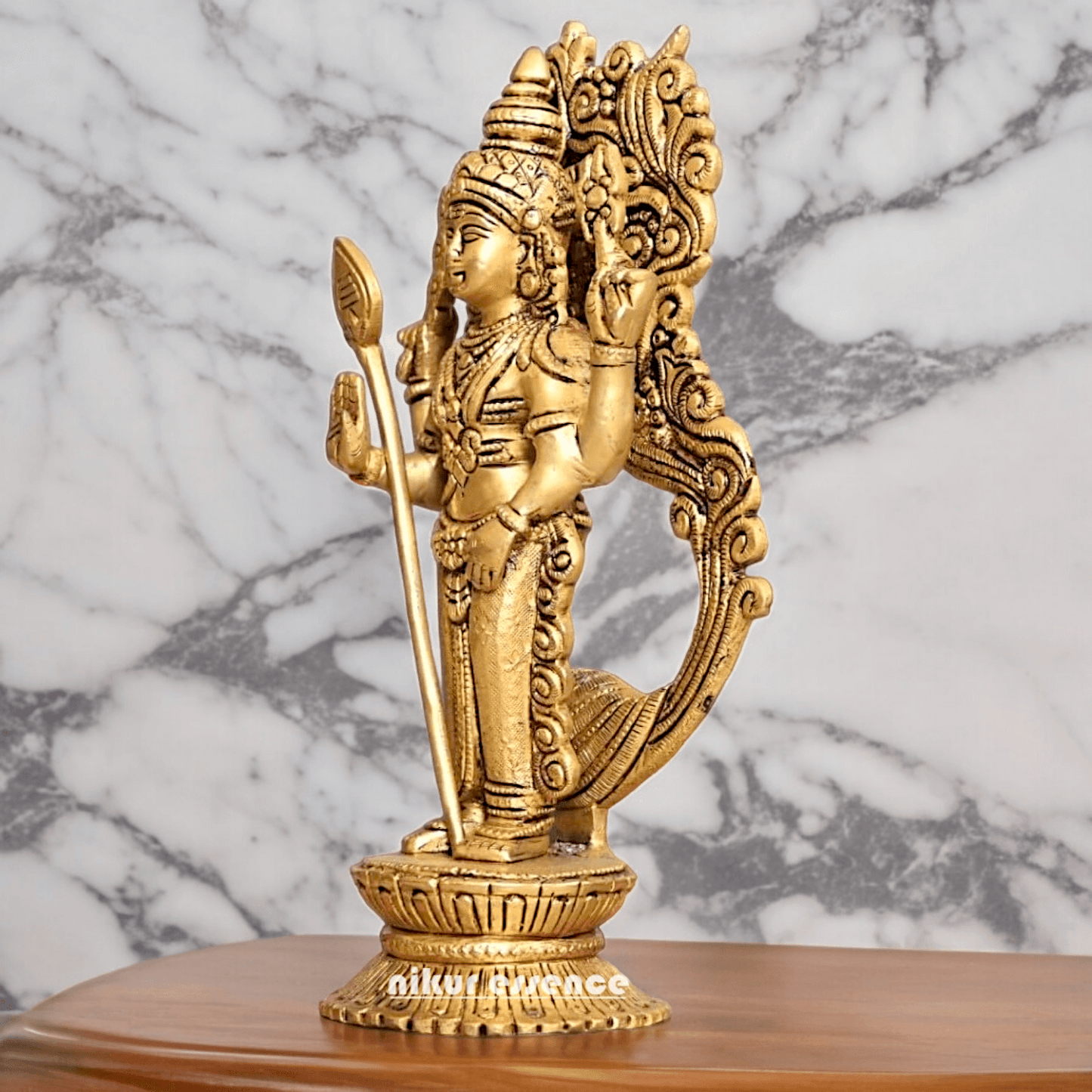 Buy brass 20 cm Murugan Statue with Intricate Details - Handcrafted South Indian Hindu Deity Nikuressence