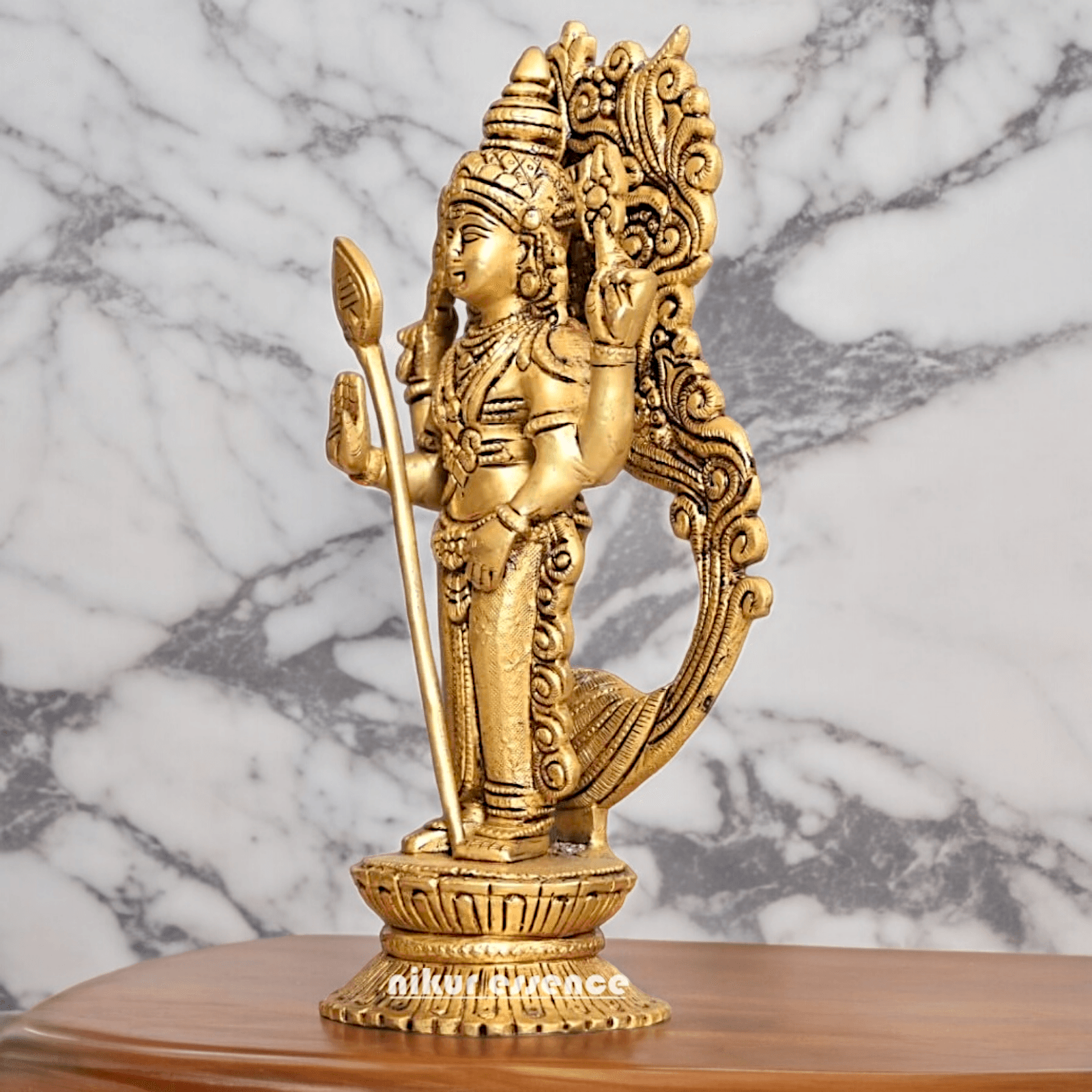 Buy brass 20 cm Murugan Statue with Intricate Details - Handcrafted South Indian Hindu Deity Nikuressence