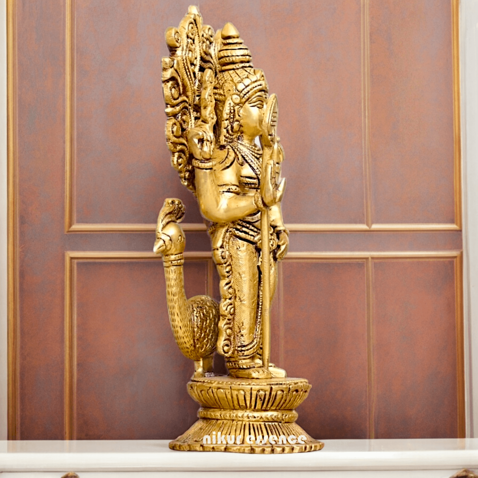 Buy brass 20 cm Murugan Statue with Intricate Details - Handcrafted South Indian Hindu Deity Nikuressence