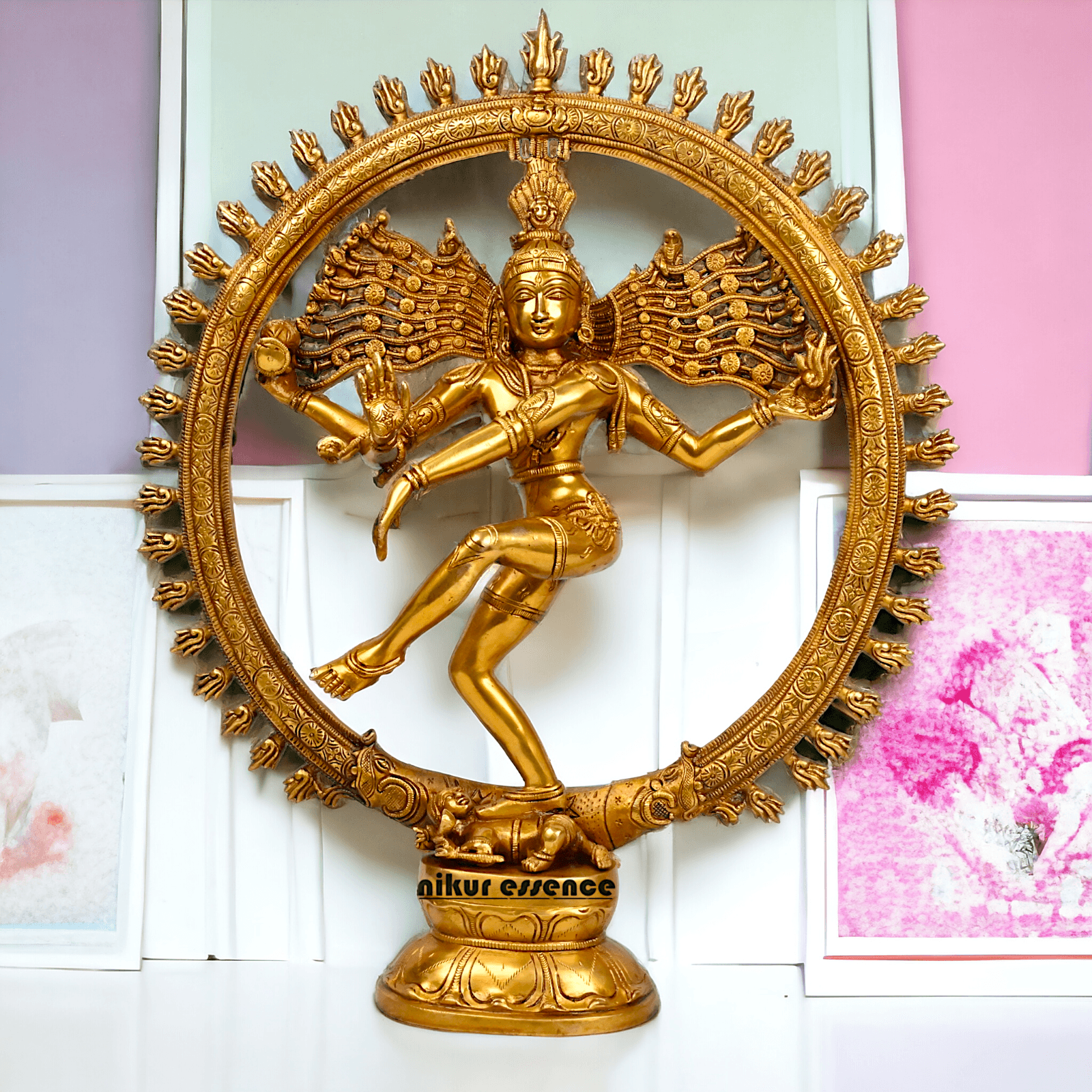 Superfine Brass Nataraja Dancing Shiva Statue, Handcrafted, Height 20 Inches, Hindu Deity Sculpture for Spiritual Decor and Meditation Room Nikuressence