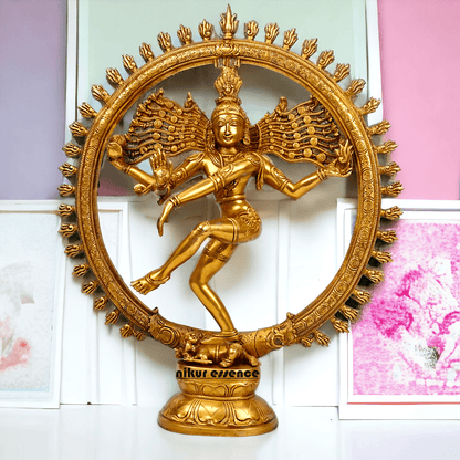 Superfine Brass Nataraja Dancing Shiva Statue, Handcrafted, Height 20 Inches, Hindu Deity Sculpture for Spiritual Decor and Meditation Room Nikuressence