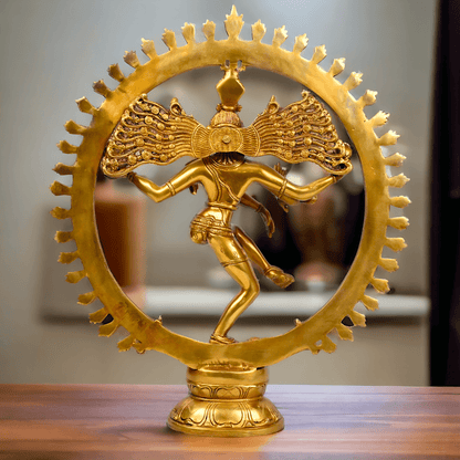 Superfine Brass Nataraja Dancing Shiva Statue, Handcrafted, Height 20 Inches, Hindu Deity Sculpture for Spiritual Decor and Meditation Room Nikuressence