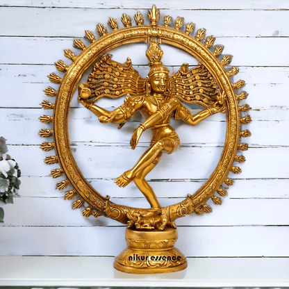 Superfine Brass Nataraja Dancing Shiva Statue, Handcrafted, Height 20 Inches, Hindu Deity Sculpture for Spiritual Decor and Meditation Room Nikuressence