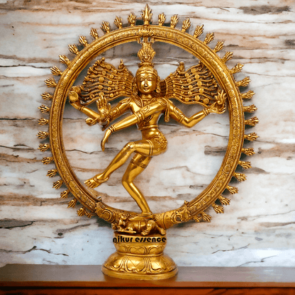 Superfine Brass Nataraja Dancing Shiva Statue, Handcrafted, Height 20 Inches, Hindu Deity Sculpture for Spiritual Decor and Meditation Room Nikuressence