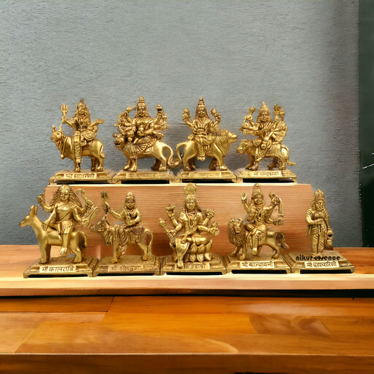 Brass Navdurga idols Set Superfine quality - 6 inch Nikuressence