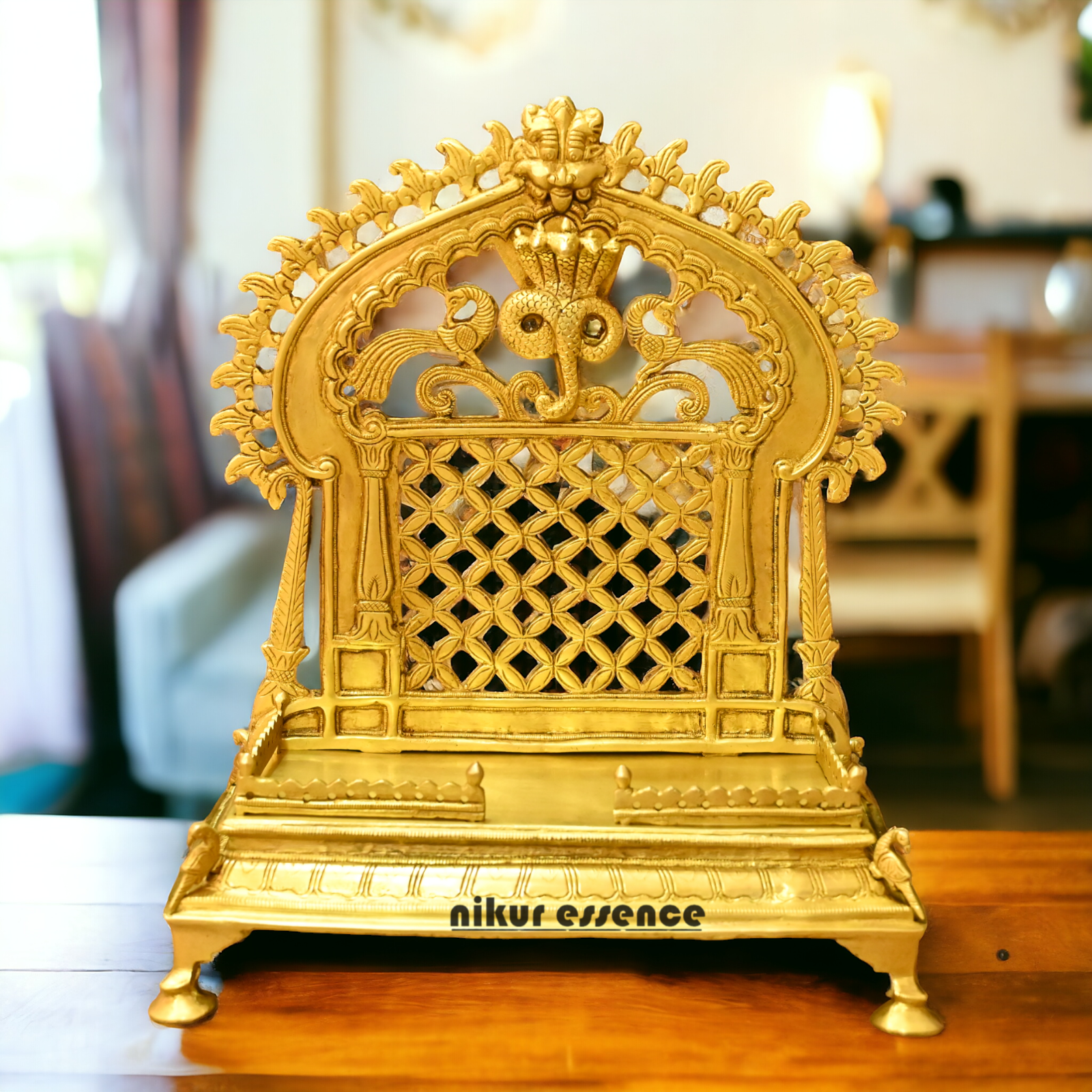 Brass PRABHAVALI Singhasan – Handcrafted Traditional Indian Throne for Divine Worship and Decorative Elegance Nikuressence