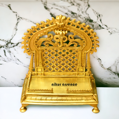 Brass PRABHAVALI Singhasan – Handcrafted Traditional Indian Throne for Divine Worship and Decorative Elegance Nikuressence