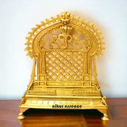 Brass PRABHAVALI Singhasan – Handcrafted Traditional Indian Throne for Divine Worship and Decorative Elegance Nikuressence