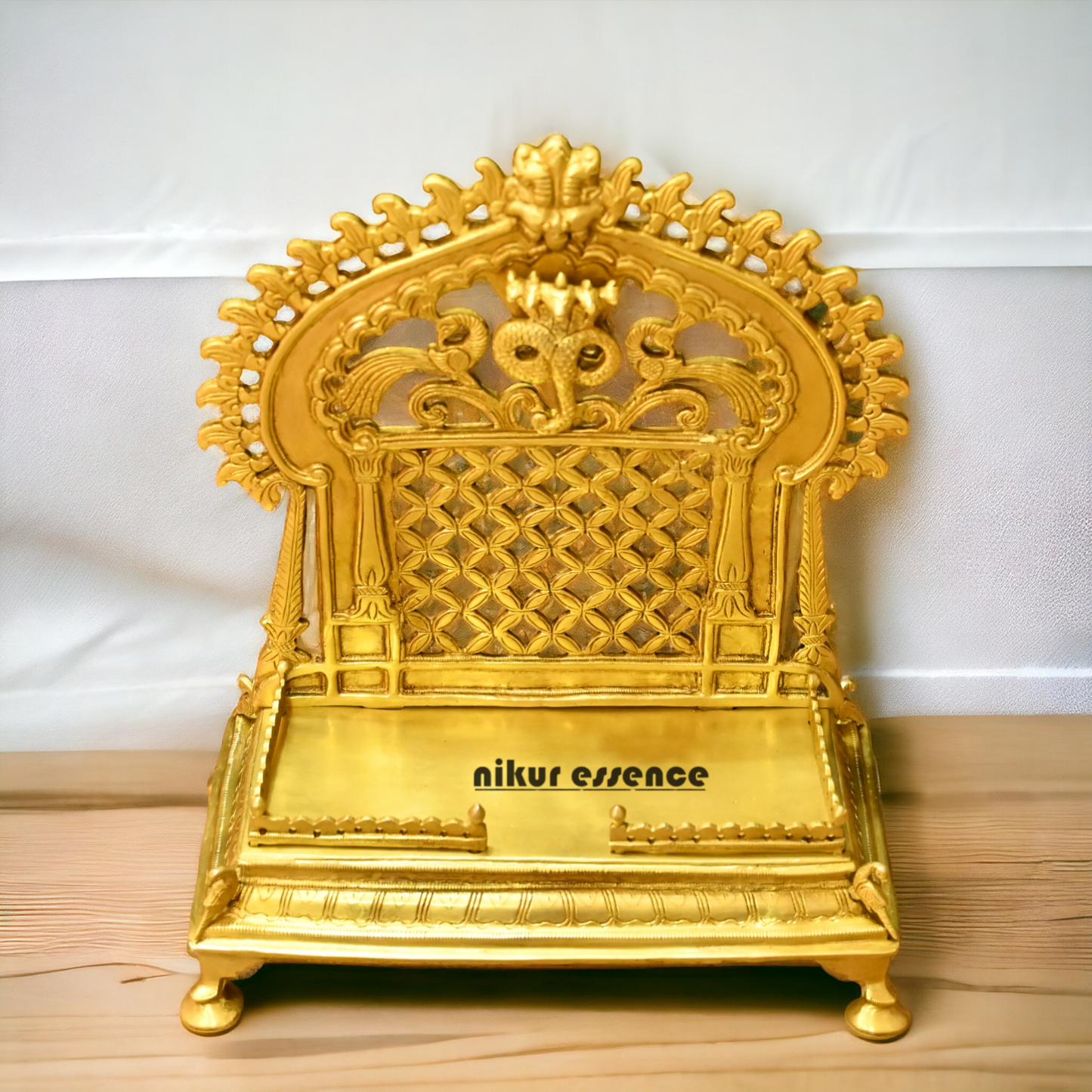 Brass PRABHAVALI Singhasan – Handcrafted Traditional Indian Throne for Divine Worship and Decorative Elegance Nikuressence