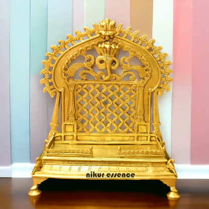 Brass PRABHAVALI Singhasan – Handcrafted Traditional Indian Throne for Divine Worship and Decorative Elegance Nikuressence