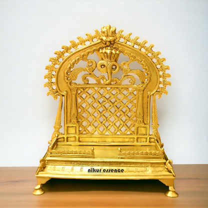 Brass PRABHAVALI Singhasan – Handcrafted Traditional Indian Throne for Divine Worship and Decorative Elegance Nikuressence