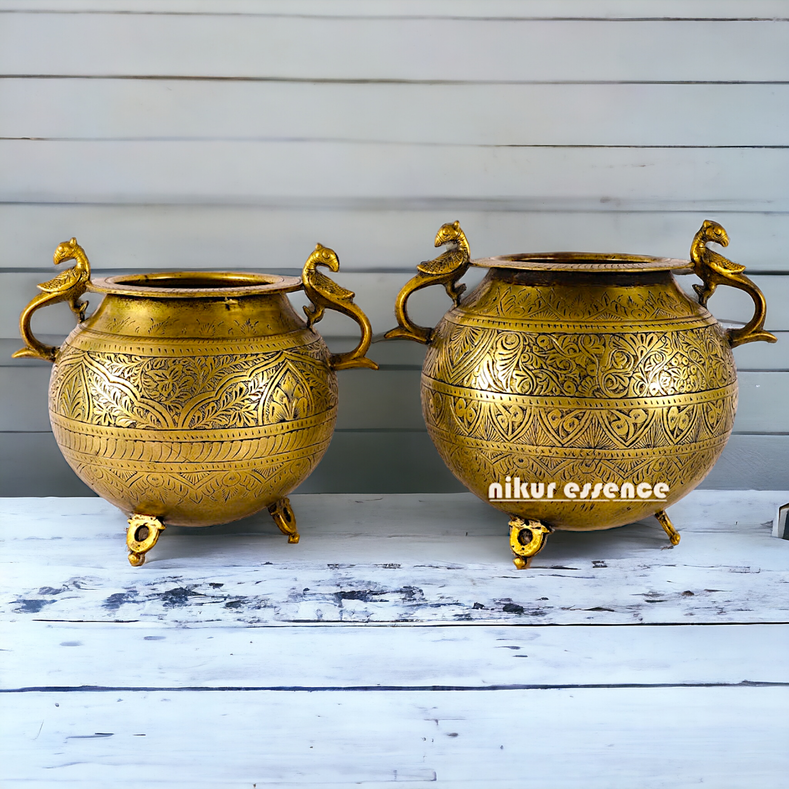 Pure Brass 2 Pair Matka Pot - 13 inches Nikuressence