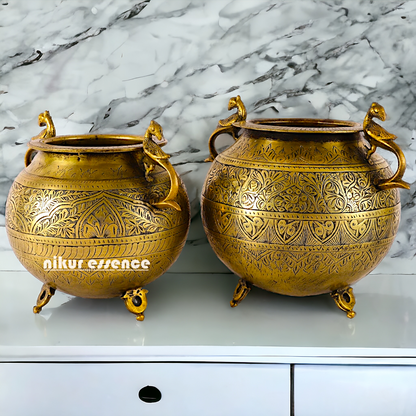 Pure Brass 2 Pair Matka Pot - 13 inches Nikuressence