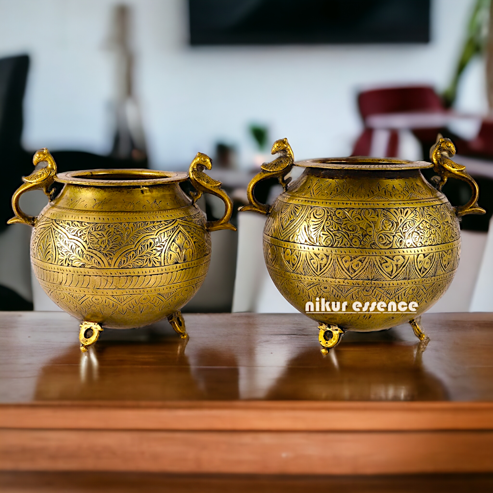 Pure Brass 2 Pair Matka Pot - 13 inches Nikuressence